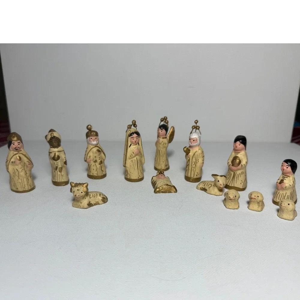 Handmade Indigenous Clay Nativity Scene Including all Figures and Animals